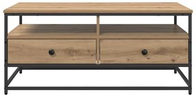 Dohányzóasztal fiókkal kézműves tölgy 100 x 51 x 45 cm Faanyag