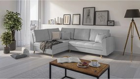 Szürke sarokkanapé (bal oldali) Ariella – Ropez