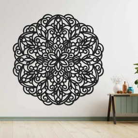 Fából készült mandala falra, virágdíszítéssel | MELLANY