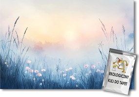 Fotótapéta Flizelina Rét Fű Virágok Nap Reggel Köd 400x280 ragasztó