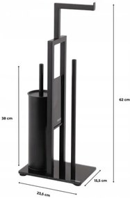 Erga Paulo, WC-papír tartó WC kefével és adagolóval, matt fekete, ERG-YKA-P.PAULO-BLK