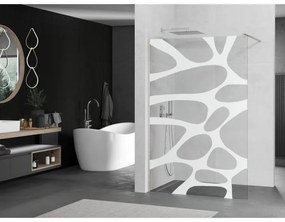 Mexen Kioto, Walk-In zuhanyparaván 70 x 200 cm, 8 mm átlátszó üveg fehér mintás, csiszolt acél profil, 800-070-101-97-97