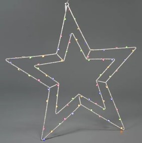 NEXOS Karácsonyi LED dekoráció  ezüst csillag  színes 50 cm