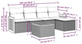 6 részes fekete polyrattan kerti ülőgarnitúra párnákkal