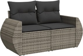 vidaXL 2 személyes szürke polyrattan kerti kanapé párnával