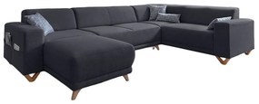 Antracitszürke kinyitható-tárolóhelyes sarokkanapé (jobb oldali-U alakú) Classy Sophie – Miuform