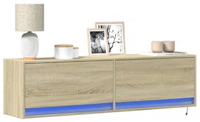 sonoma tölgy színű fali TV-szekrény LED-ekkel 140 x 31 x 38 cm