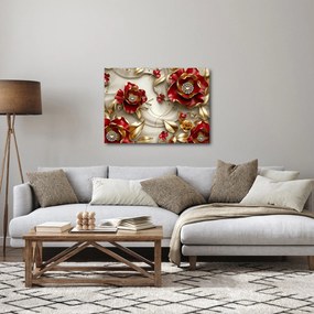 Kép - 3D piros-arany virágok (70x50 cm)