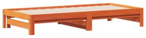 viaszbarna tömör fenyőfa kihúzható kanapéágy 90 x 200 cm