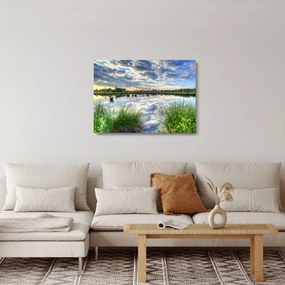 A tó és a nád képe (üvegen) (70x50 cm)