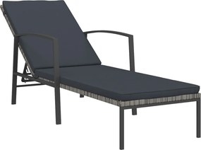 vidaXL szürke kerti polyrattan napozóágy párnával
