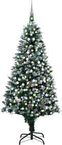 vidaXL LED-es műkarácsonyfa gömbkészlettel és tobozokkal 240 cm