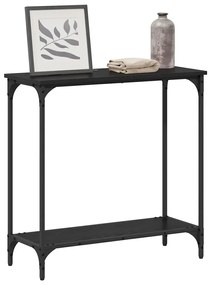 Konzolasztal polcokkal Musta tammi 75 x 30.5 x 75 cm Faanyag