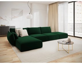 Sötétzöld bársony sarokkanapé (bal oldali-heverő résszel) Vanda – Mazzini Sofas