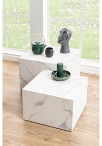 Fehér dohányzóasztal szett márvány dekorral, 2 db-os 58x58 cm Dice – Actona