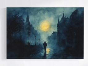 Poszter Város Utca Hold Éjszaka Sötétség Séta 60x40