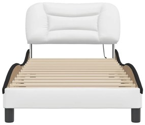 fehér és fekete műbőr ágykeret LED-világítással 80 x 200 cm