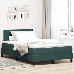 Boxspring Ágy Mattal Sötétzöld Kicsi Kétszemélyes Bársony