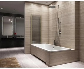 REA-K9777 - Összecsukható kádparaván AGAT 140x100 cm szálcsiszolt arany/átlátszó