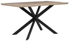 Modern Világos Fa Étkezőasztal Fekete Lábazattal 140 x 80 cm SPECTRA Beliani