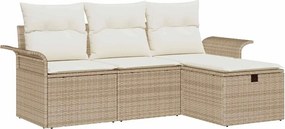 vidaXL Kerti Kanapé Szett párnával tárolóval 4 pcs Bézs Poli rattan