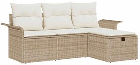 vidaXL Kerti Kanapé Szett párnával tárolóval 4 pcs Bézs Poli rattan