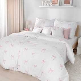 Goldea pamut ágyneműhuzat - rózsaszín masnik 140 x 200 és 70 x 90 cm