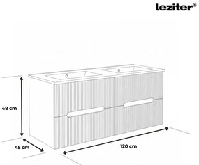 Trent 120 alsó fürdőszobabútor kerámia mosdóval 4 fiókos, zöld