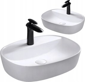 Mosdókagyló Asztallapra Szerelhető Kerámia Fehér Fényes Ovális 60x40 CM