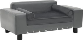 vidaXL szürke plüss és műbőr kutyakanapé 81 x 43 x 31 cm