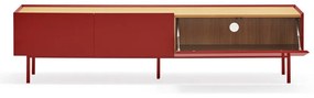 Piros TV-állvány tölgyfa dekorral 180x45 cm Arista – Teulat