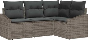 vidaXL Kanapé Szett párnával 4 pcs Szürke polirattan