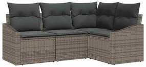 vidaXL Kanapé Szett párnával 4 pcs Szürke polirattan