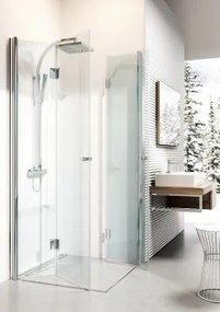 Deante Kerria 80x80 cm harmonika ajtós zuhanykabin, átlátszó üveggel, króm profillal, átlátszó üveggel, króm profillal