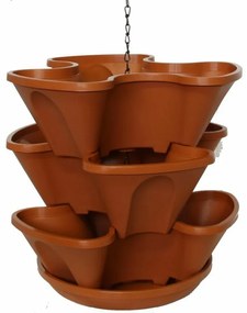 3-részes felakasztható virágpiramis – terrakotta, 33 cm
