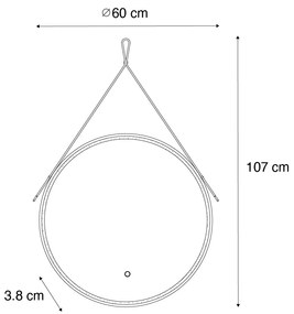 Modern fürdőszobai tükör fekete LED-del és érintős dimmerrel - Pien