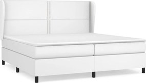 vidaXL fehér műbőr rugós ágy matraccal 200 x 200 cm