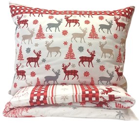 Pamut ágyneműk Karácsonyi Ünnepi mix fehér TiaHome - 2x Párna 90x70cm, 1x Paplan 200x220cm