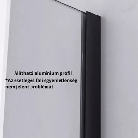 Stuxi Milano Black Walk-in zuhanyfal, 80x200 cm, 8 mm vastag vízlepergető biztonsági üveggel, 200 cm magas, fekete profillal és távtartóval