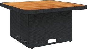 vidaXL fekete polyrattan és akácfa kerti asztal 80 x 80 x 71 cm