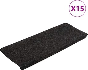 vidaXL 15 db antracitszürke öntapadó lépcsőszőnyeg 65x24,5x3,5 cm