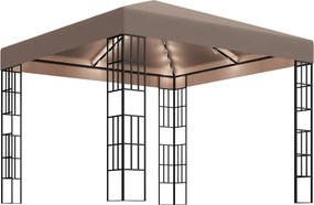 vidaXL tópszínű pavilon LED fényfüzérrel 3 x 3 m