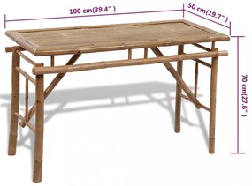 bambusz sörözőasztal 2 paddal 100 cm