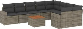 vidaXL 10 részes szürke polyrattan kerti ülőgarnitúra párnákkal