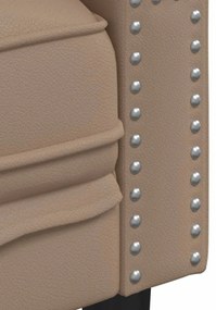 3 személyes kávészínű műbőr Chesterfield kanapé