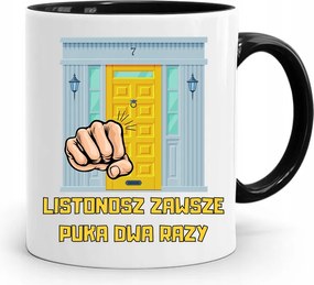 Fekete Bögre Postásnak Postás Mindig Kopogtat, fényképes nyomattal