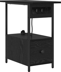 vidaXL Éjjeliszekrény fiókkal Fekete tölgy 60 x 30 x 61 cm Faanyag