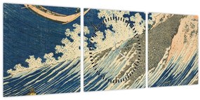 Kép - Katsushika Hokusai, Fishing Boats at Choshi in Shimosa (Soshu Choshi) , reprodukciók (órával) (90x30 cm)