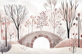 Fotótapéta Flizelina Gyerekek Séta Park Bokrok Fák Híd 416x254 ragasztó