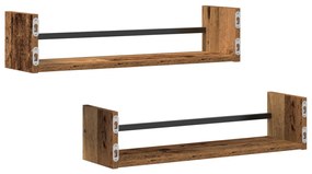 Falipolcok 2 db Régi fa 60x16x14 cm Műgyanta